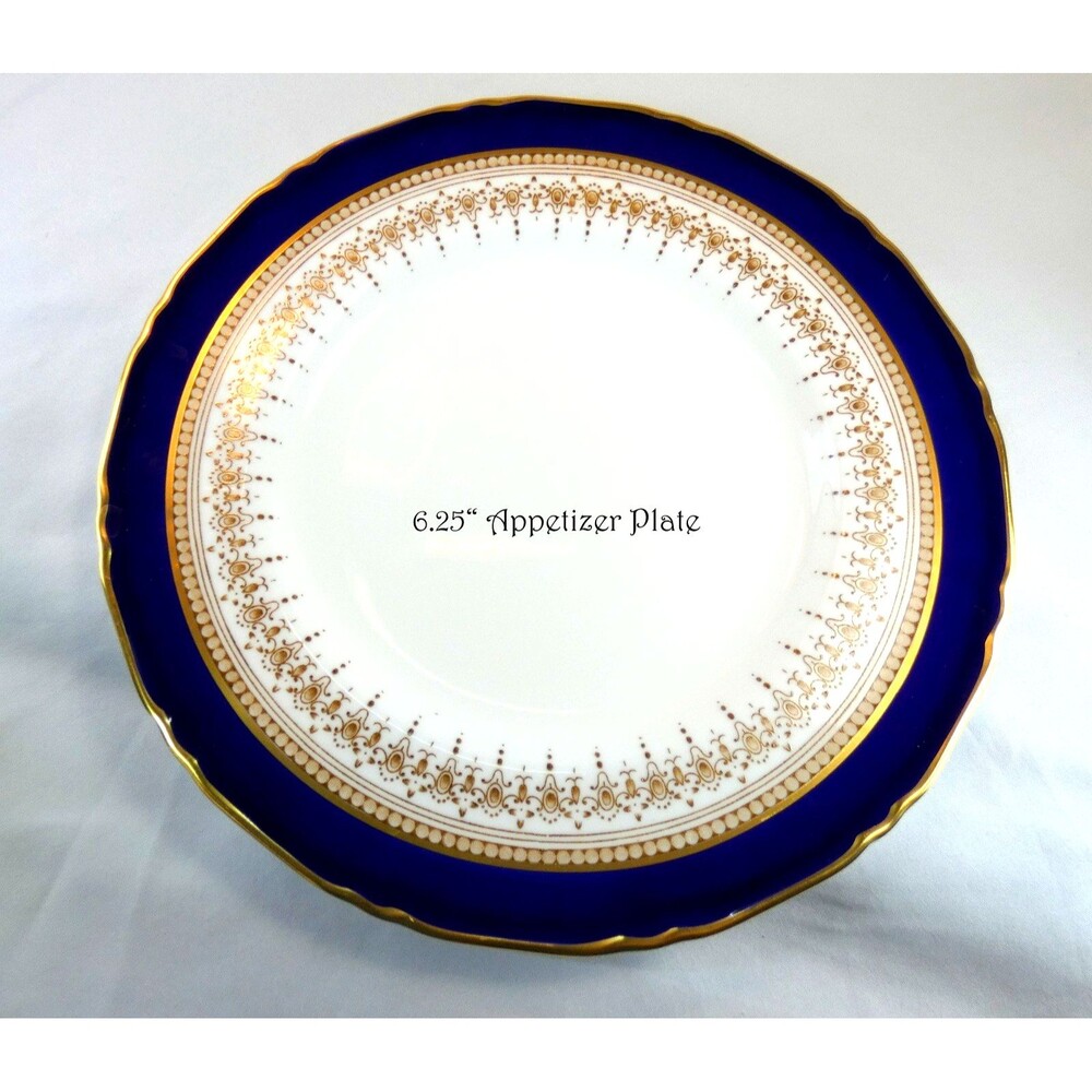 Royal Worcester Regency Blue Fine Bone China "Bread & Butter" Plate 22KT Gold